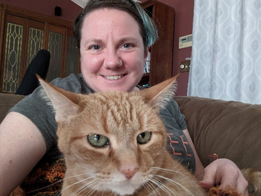 Dorrie Boyd with her orange cat