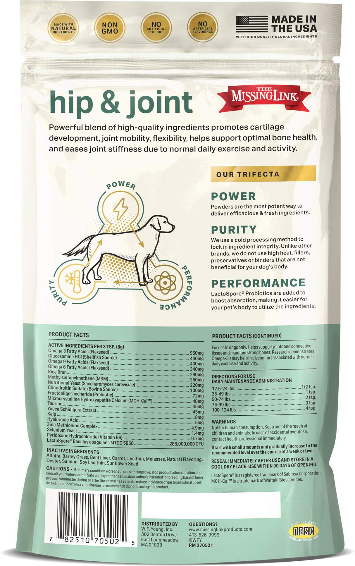 The Missing Link hip & joint our trifecta, power, purity, and performance.