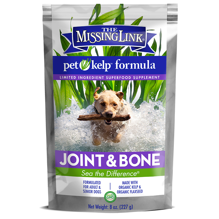 The Missing Link Joint & bone pet kelp formula.  Sea the difference.