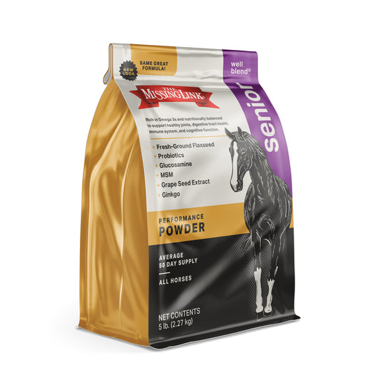 The Missing Link Senior Well Blend Performance powder, new look bag, same great formula.