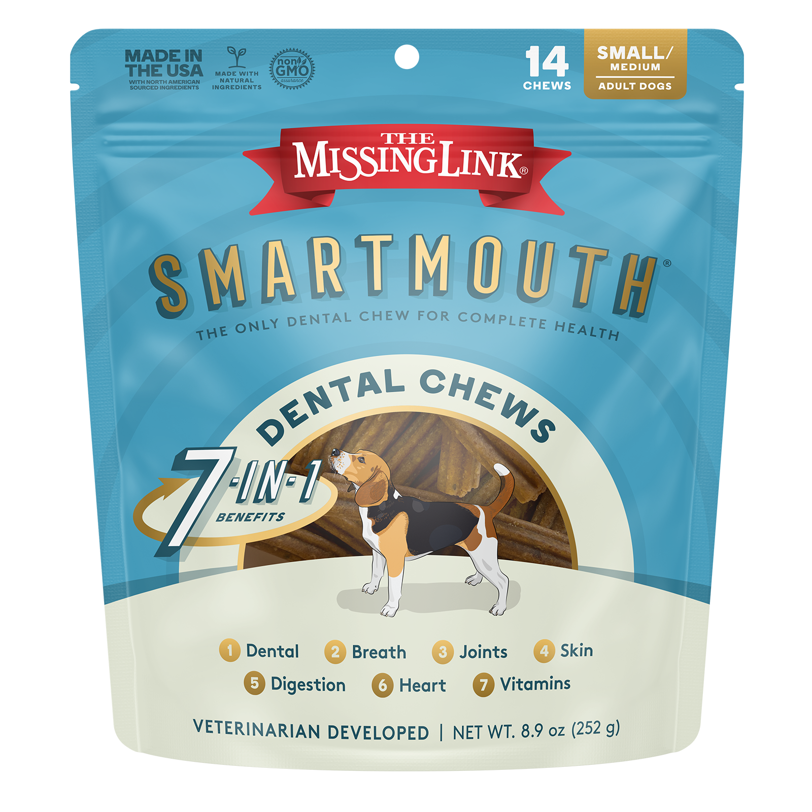 Smartmouth dental chews 14 count small medium build dogs