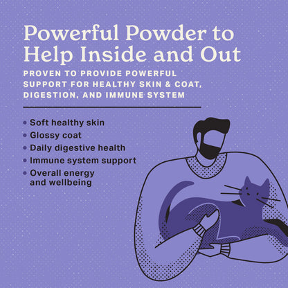 Powerful Powders to help inside and out.  Proven to provide powerful support for healthy skin & coat, digestion, and immune system