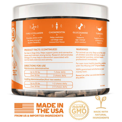 Collagen Care soft chews, made in the USA back label.